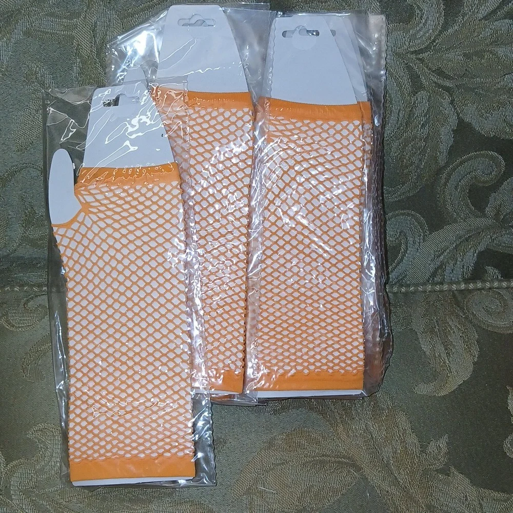 Orange Fishnet Arm Warmers Party favors lot of 12 NWT